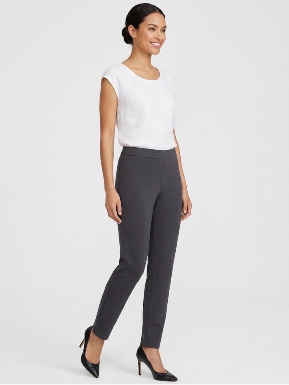 Eileen Fisher Charcoal Ponte Straight Leg Pants M